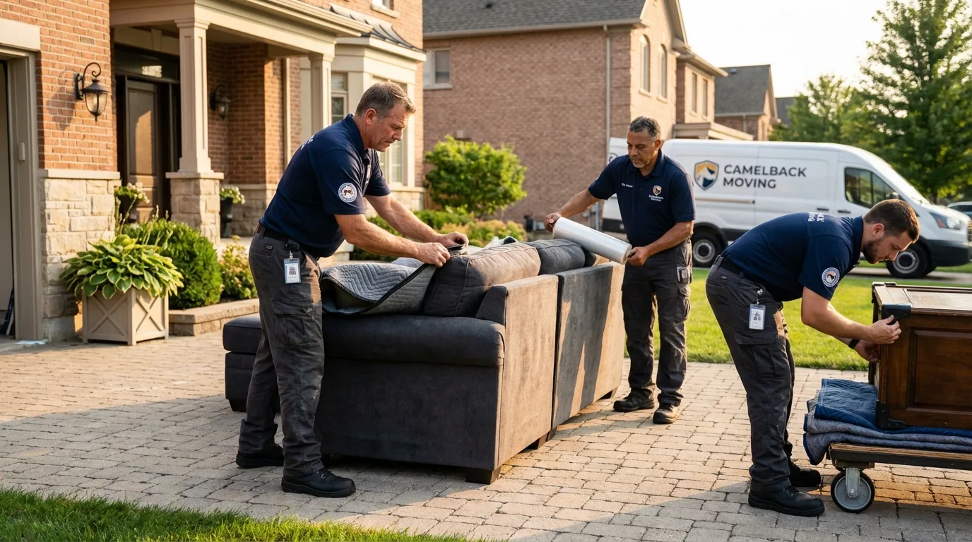 Large estate moving crew wrapping furniture in Montgomery City, MO